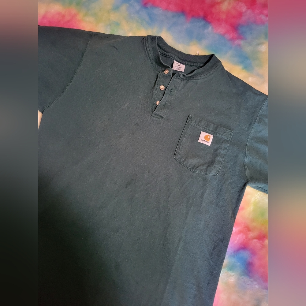 Thrashed Dark Green Carhartt Pocket Tee
